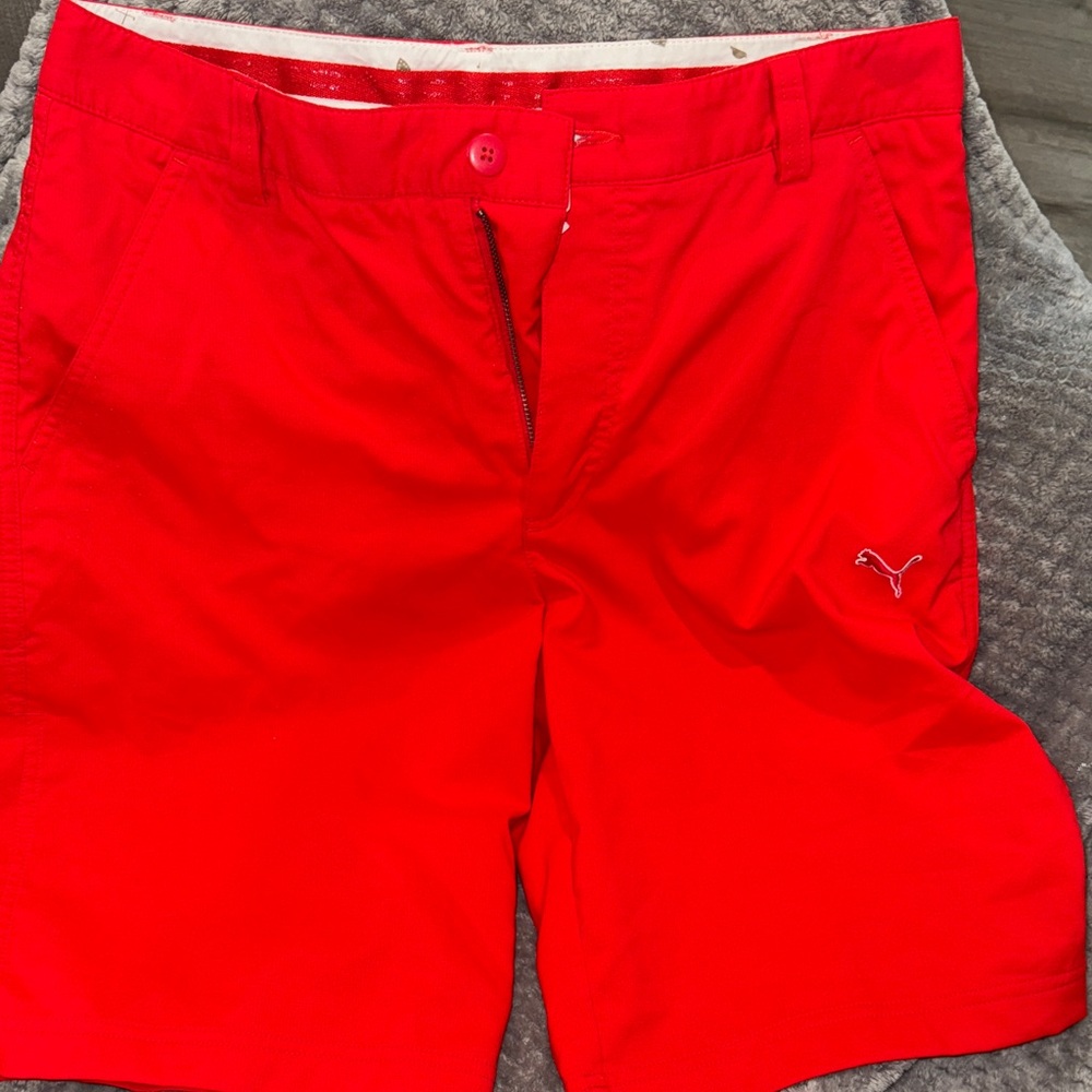Puma Men's Bright Red Flat Front Shorts